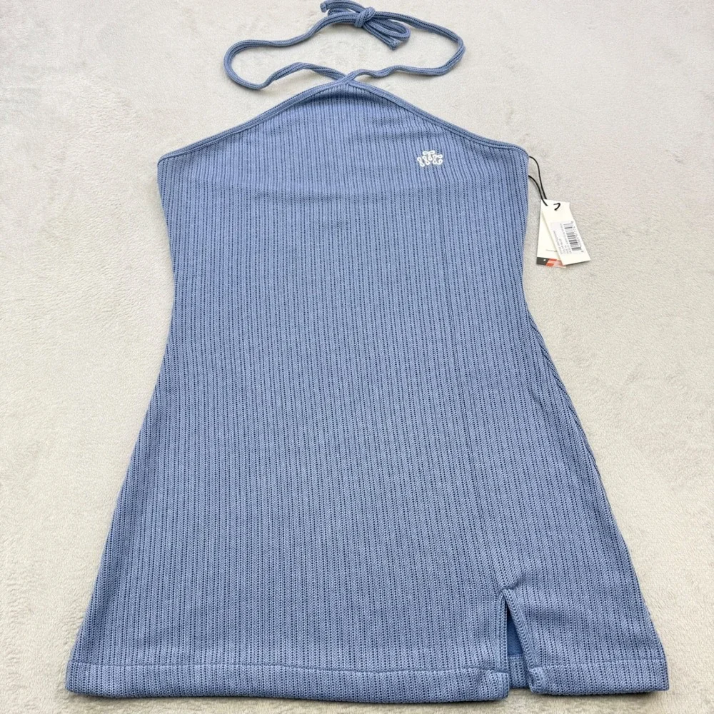 HONOR THE GIFT Dress Womens Blue 70s‎ Halter XXL Ribbed Side Party Streetwear